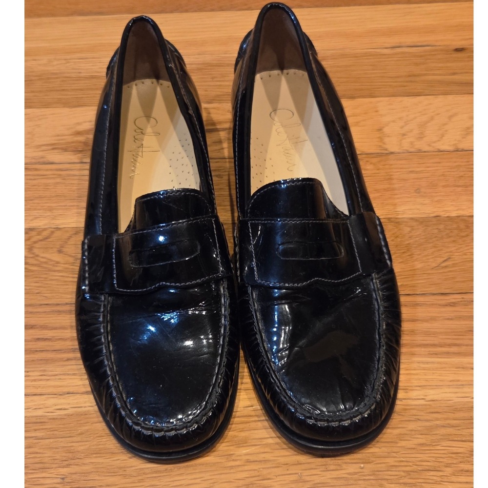 Cole Haan Womens Black Patent Leather Penny Loafers D28124 Sz 8.5 B